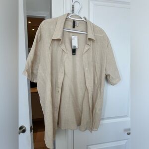 H&M linen blend button up top